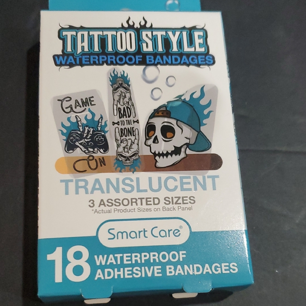 18piece tatoo style‎ assorted sizes translucent waterproof bandages brand new
